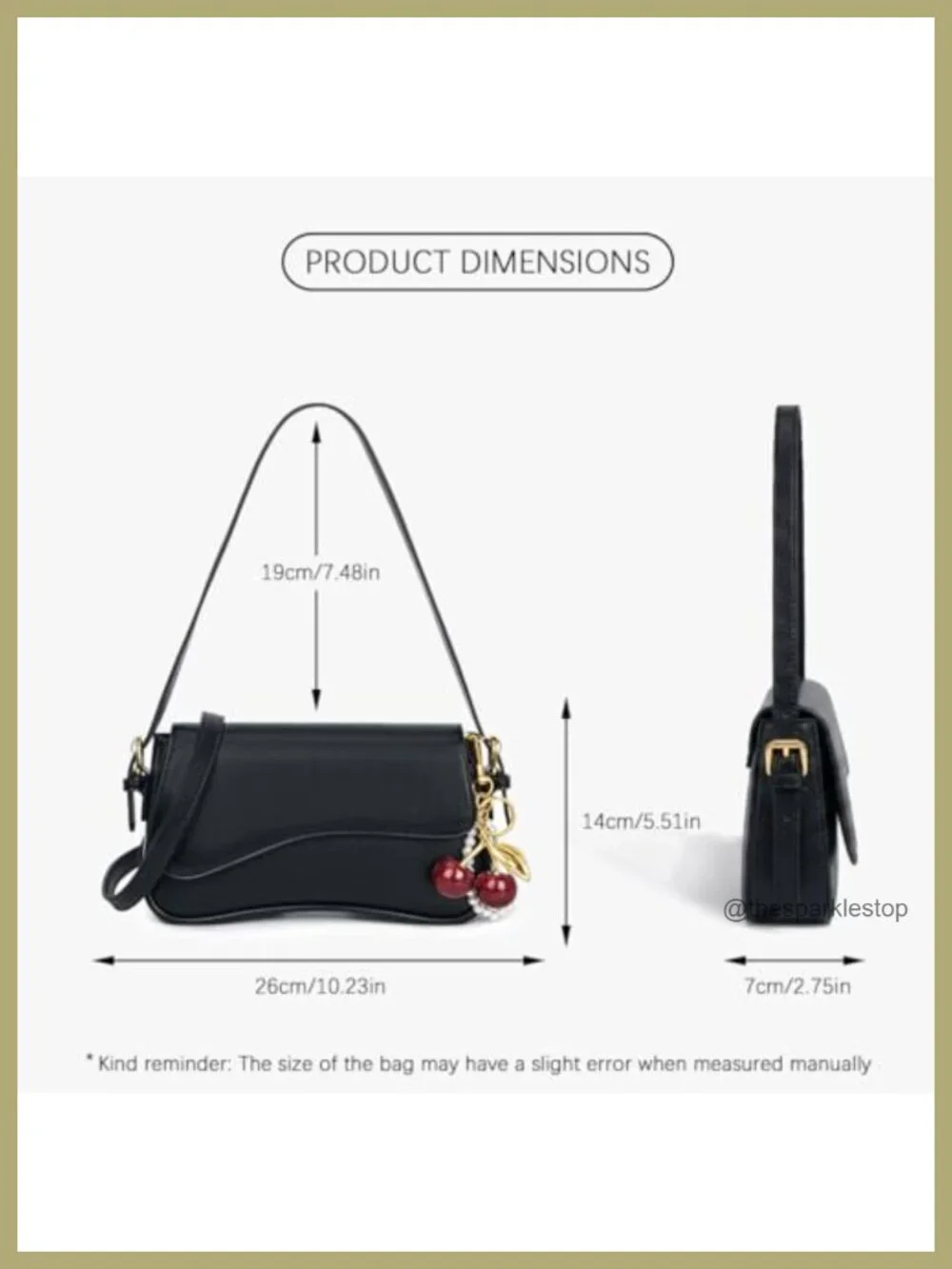 Hobo Bag with Cherry Pendant Crossbody Shoulder Bag PU Leather Y2K Detachable